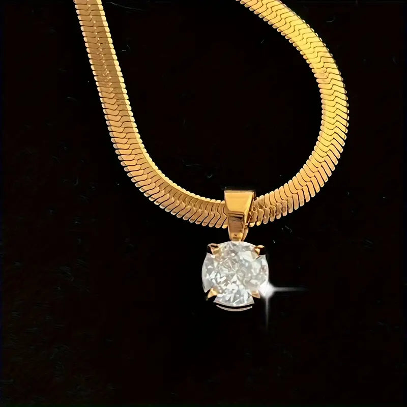 Elegant Guld Rhinestone Hänge Halsband