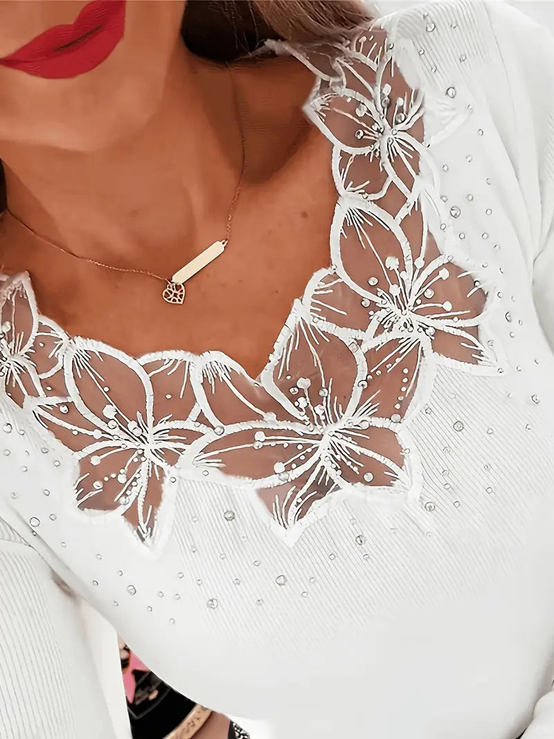 Elvine | Elegant Spetsdekorerad Top